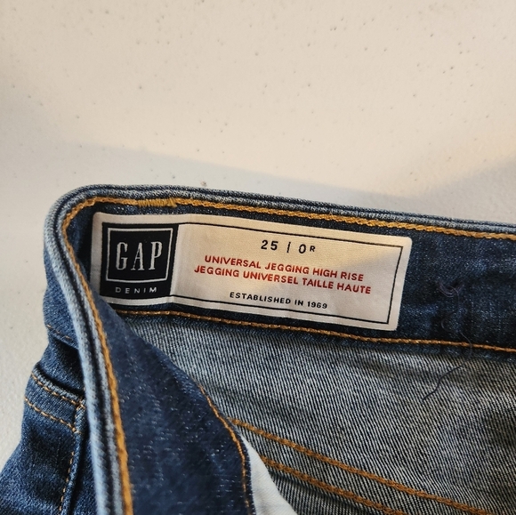 Gap Universal Jegging High Rise Skinny Jeans Dark Wash Stretch Raw Hem Size 25 0 - Picture 6 of 11